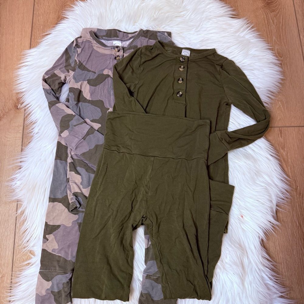 Lou Lou & Company Green and Camouflage Pajama Bundle - Size 4/5